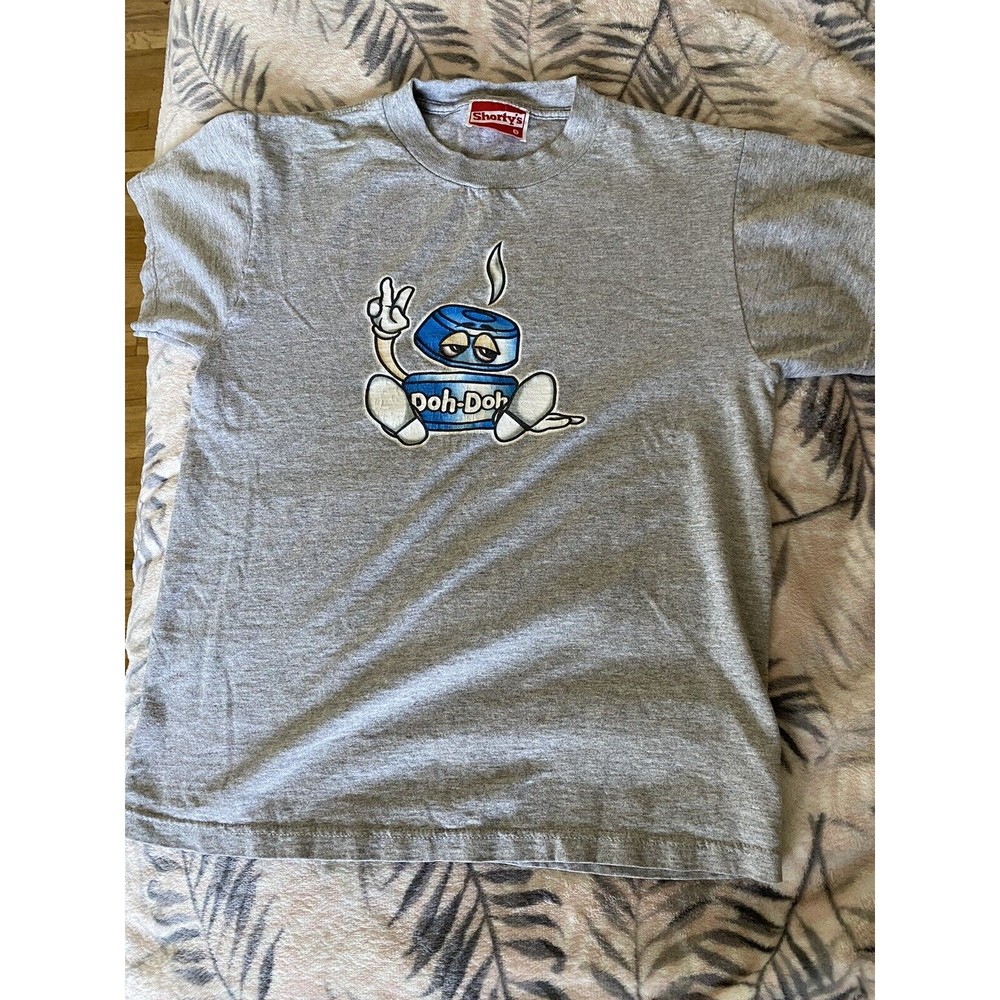 VINTAGE SHORTY'S skateboard company 1990's  Gray Doh Doh t shirt Men’s Size S